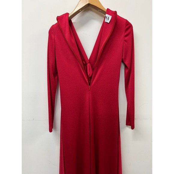Rona New York Vintage Evening Long Floor Cocktail Formal Flowing Red Dress - Picture 11 of 12